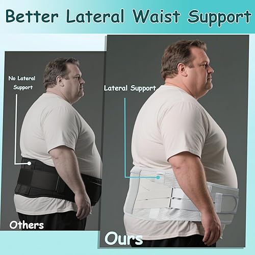 Miniatura 3 de King Mills Soporte de espalda de talla grande para dolor de espalda baja, soporte de vientre obeso transpirable para ciática, dolor de espalda,