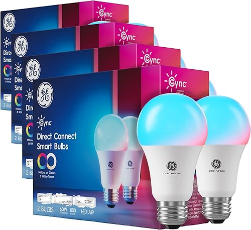 Miniatura 5 de Bombilla LED Cync GE A19 de conexión directa, luz inteligente que cambia de color, compatible con Matter, compatible con Alexa y Google Home
