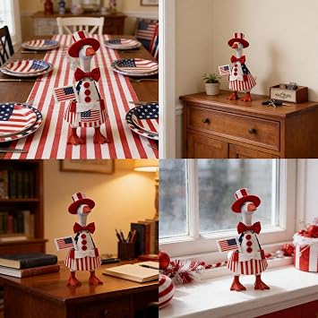 7 Inch Desk Goose Outfit Patriot Day Patriotic Desk Goose Costume with Flag