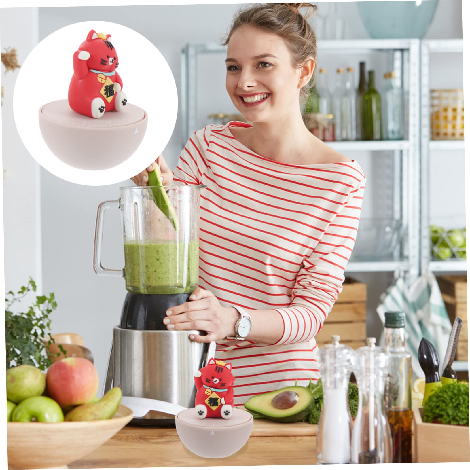 TOPBATHY 5 Pz Gestore Del Tempo Timer Meccanico Dispositivo Temporizzatore Timer Da Cucina Dei Cartoni Animati Timer Da Cucina Rumoroso Promemoria Orario Timer a Forma Di Gatto Abs，