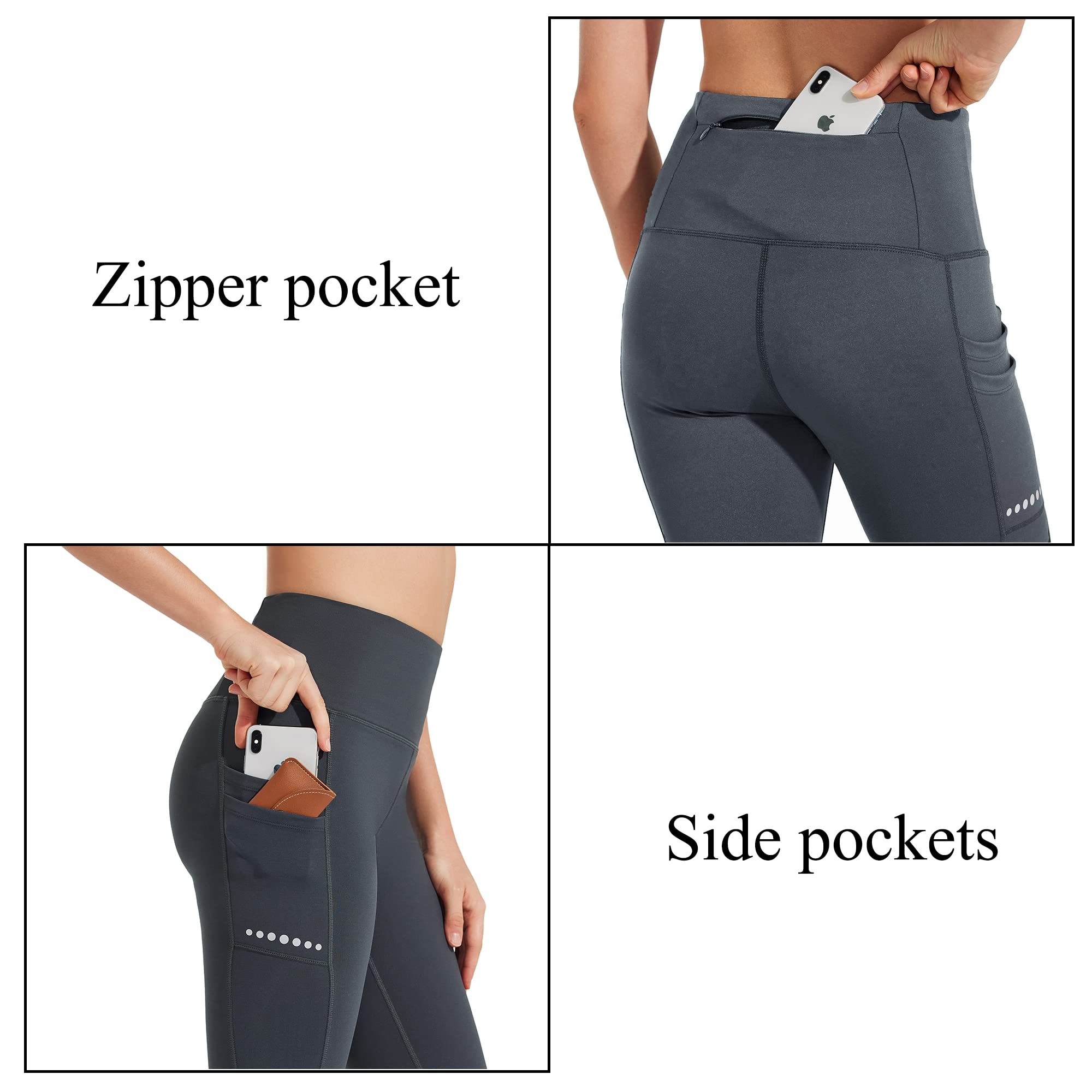 BAYGE Leggings Sportivi Termici da Donna Vita Alta Foderati in Pile Impermeabili e Opachi Controllo della Pancia Slim Fit Pantaloni da Yoga Pantaloni Sportivi Pantaloni in Felpa con Tasche
