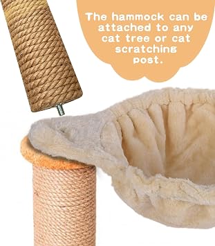 UXIETIN Beige Cat Hammock, Extra Large (12.4), Cozy Hammock with Deep Basket, Attachment Design for Cat Tower