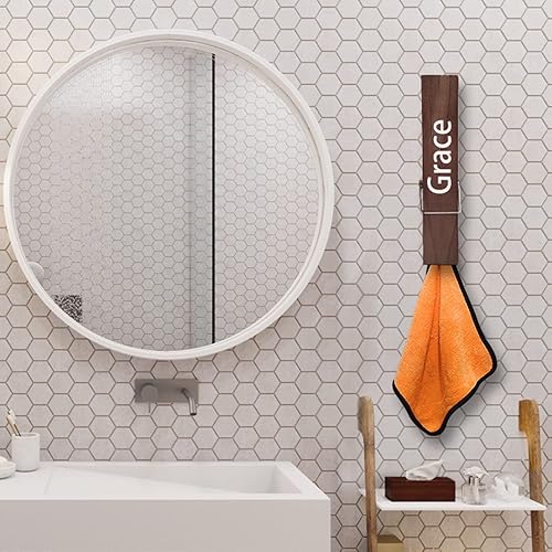 Miniatura 3 de Ladenk Pinzas de ropa jumbo de 12 pulgadas con nombre personalizado para toallas de baño, gancho para cuarto de servicio (gris)