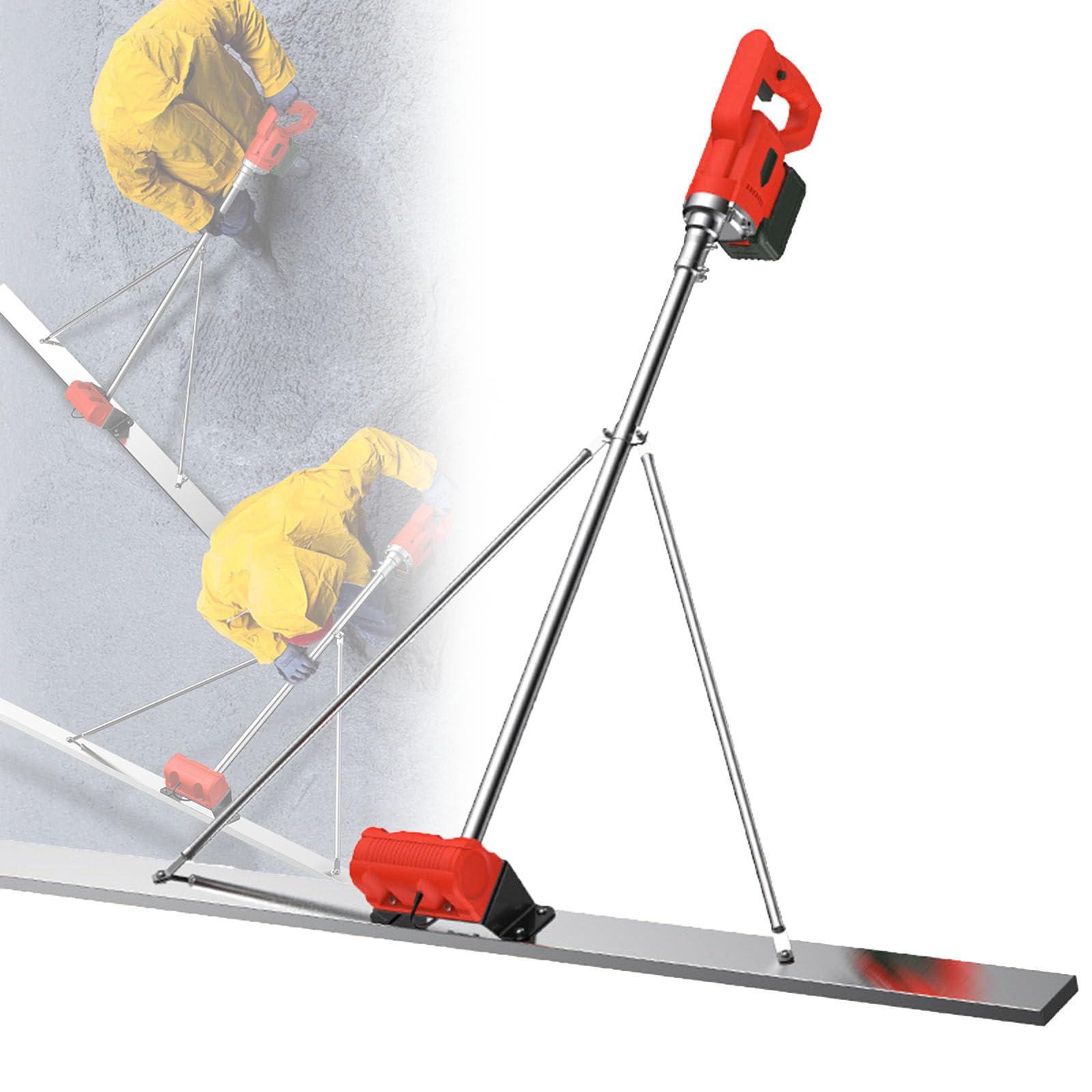 Power Concrete Screed Vibratory Kit Concrete Finishing Tool 1.5M-2batteries