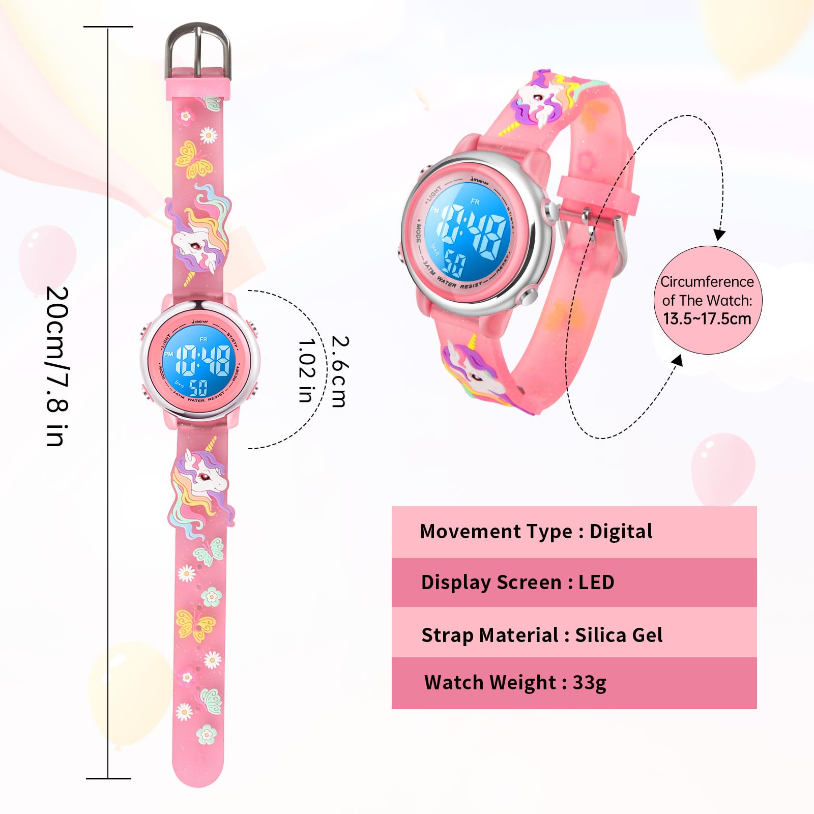 Reloj para bebé, Reloj Educativo con manecillas para bebés, Esfera Multicolor, fácil de Leer para niños.Reloj con Correa de Silicona de Dibujos Animados en 3D