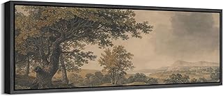 SIGNFORD Large Framed Canvas Antique Woodland Valley Landscape Illustrations Modern Art Calm Warm for Living Room, Bedroom, Office - 60"x20"