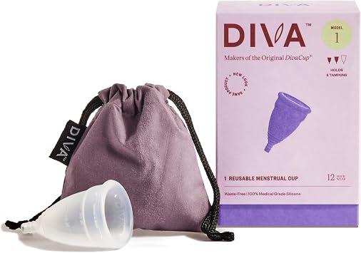 DivaCup - Menstrual Cup - Feminine Hygiene - Leak-Free - BPA Free - Model 1 with Shaker Cup