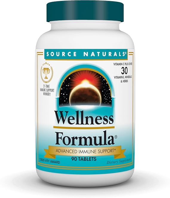 Source Naturals Wellness Formula, Advanced Immune Support - 90 Tablets | Bio-Aligned Vitamins & Herbal Defense with Vitamin C Plus 30 other Vitamins, Minerals & Herbs for Immune System Support