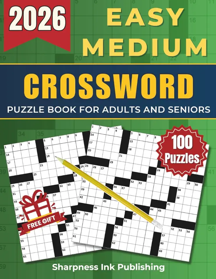 Easy - Medium Crossword Puzzle Book For Adults and Seniors - 100 Big Font Puzzles: Engaging Challenges to Boost Your Focus and Keep Your Eyes Relaxed ... of Fun, Perfect Gift for Cross word Lover
