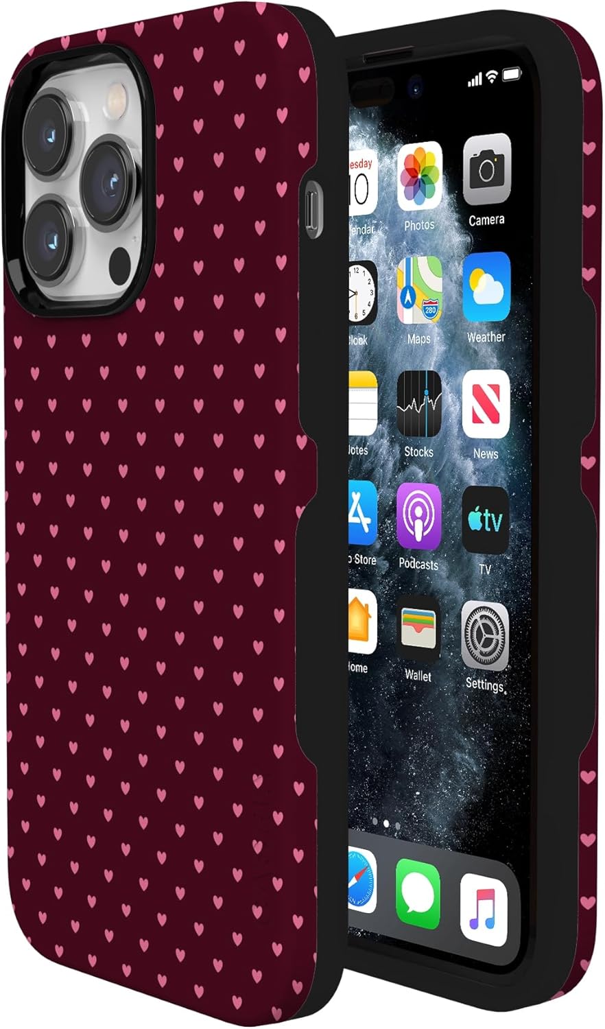 Casely iPhone 14 Pro Max Case | Heart Noir | Tiny Hearts | Bold Protective Design | MagSafe Compatible Design