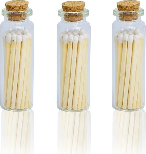 Chandler Studio 3 botellas  Más de 60 cerillas de seguridad en tarro  Strike On botella de vidrio de 2 pulgadas (20 tarros de cerillas, rosa)