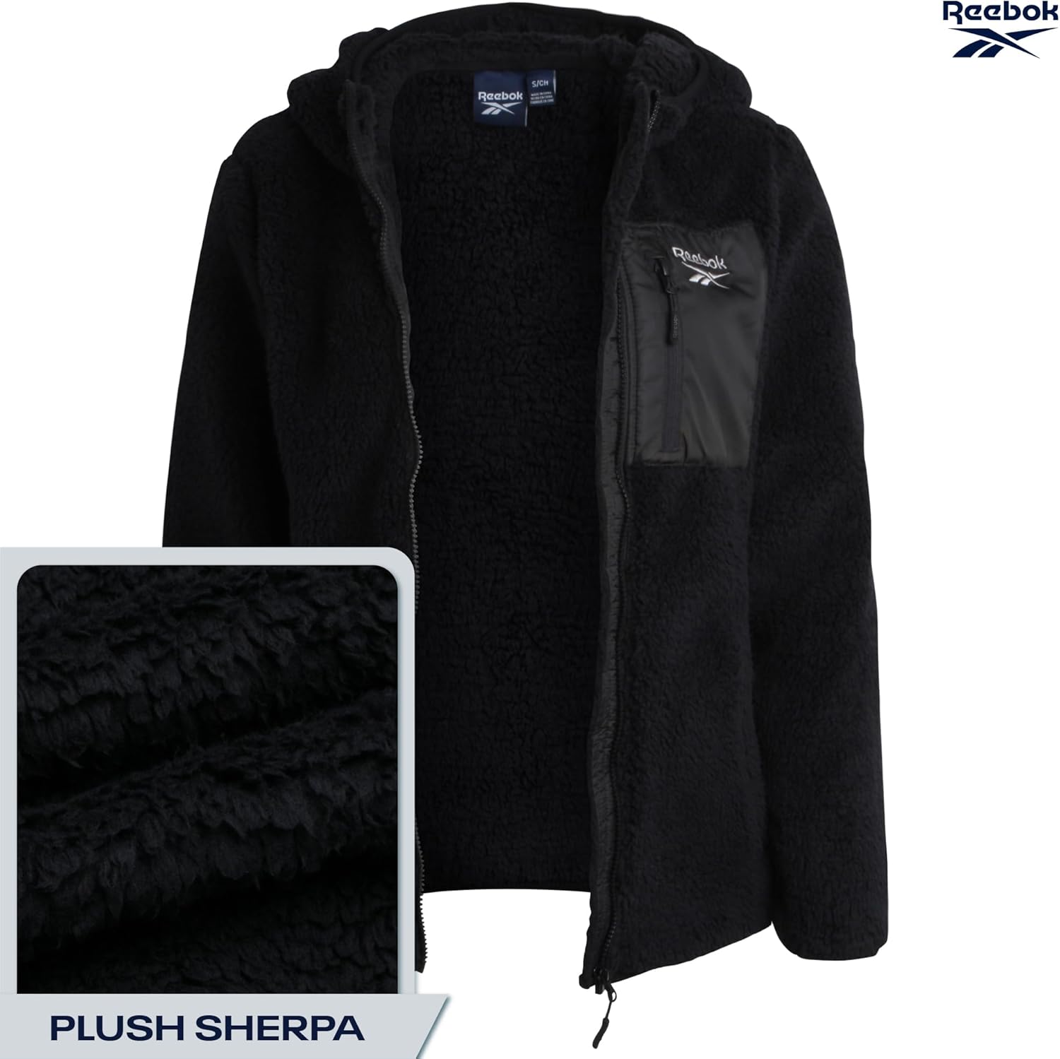 Reebok Womens Sherpa Fleece Jacket - Fur Teddy Coat Soft Sherpa Jacket Women Zip Up Hooded Winter Coats for Women Outerwear - Image 5