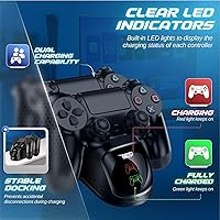 Vista 3 de TNP PS4 Controller Charging Station Dock Stand PS-4 Dualshock Control Gamepad USB Port Dual Charger Cradle Base with Cable & LED Indicator for Sony