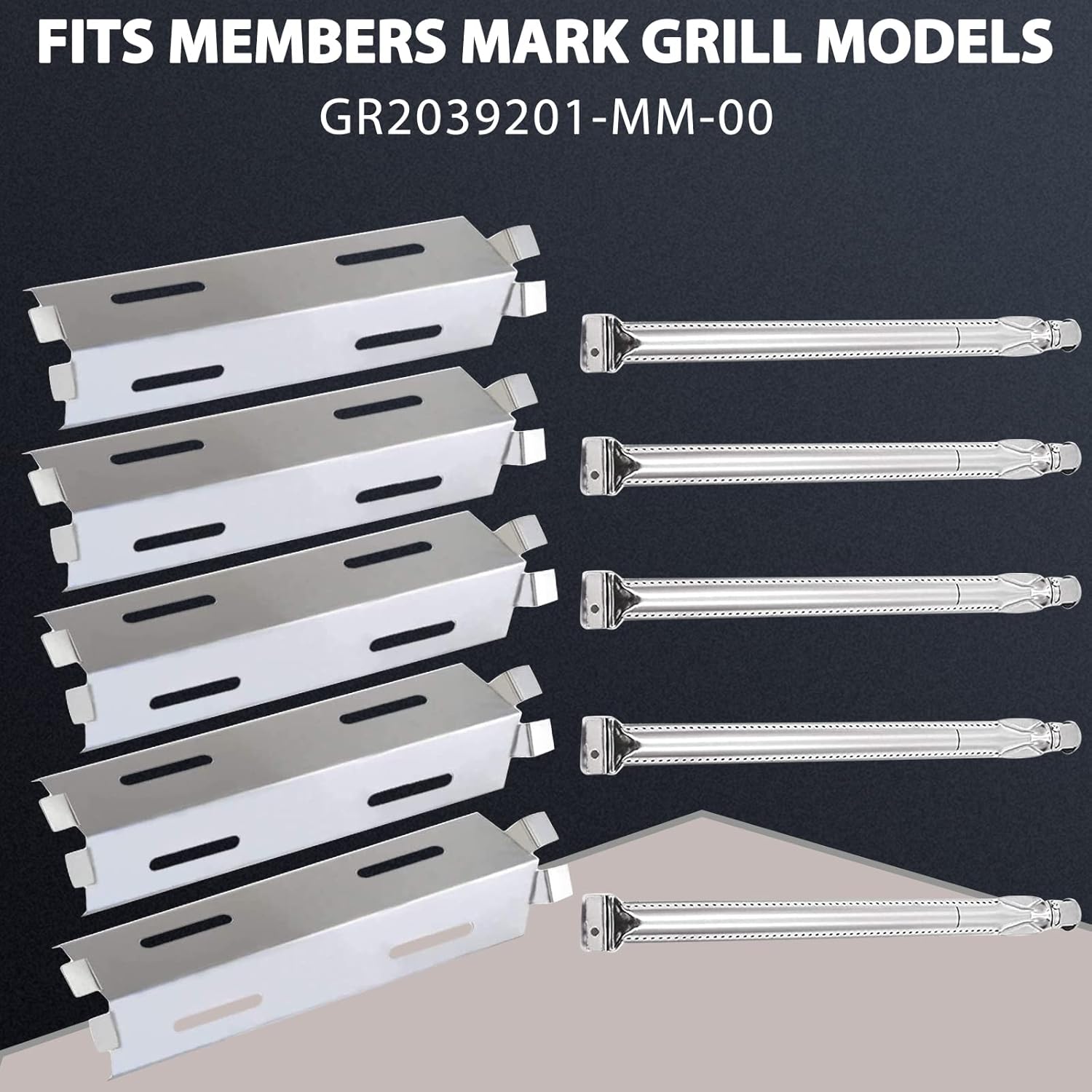Grill Parts Kit for Members Mark GR2039201-MM-00 Parts, Replacement GR2039201-MM-00 Burner and Heat Shield for Bakers and Chefs Grill ST1017-012939 GR2039201-BC-00 (8 Pack)
