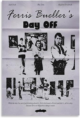 LRefiozas Single Hanging Picture Ferris Bueller's Day Off Canvas Poster Retro 90s Movie Print, Cool Vintage Wall Art for Bedroom, Dorm, Man Cave
