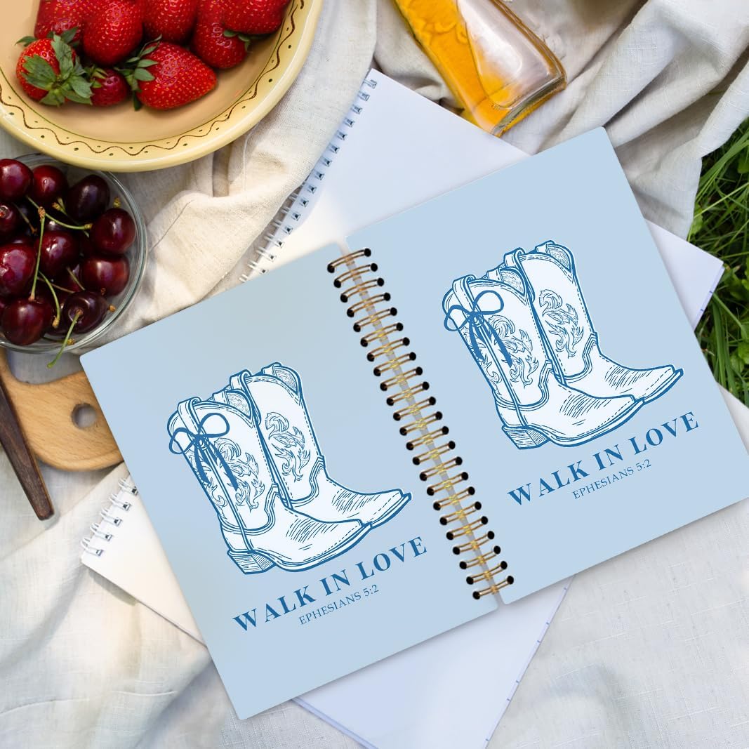 dvhdajed Western Cowgirl Spiral Notebook, Walk in Love Cowgirl Journal Notebooks, Western Preppy Spiral Journal for Girls Women, Cowgirls Office School Supplies Gifts, 5.5x8.3 In image 2