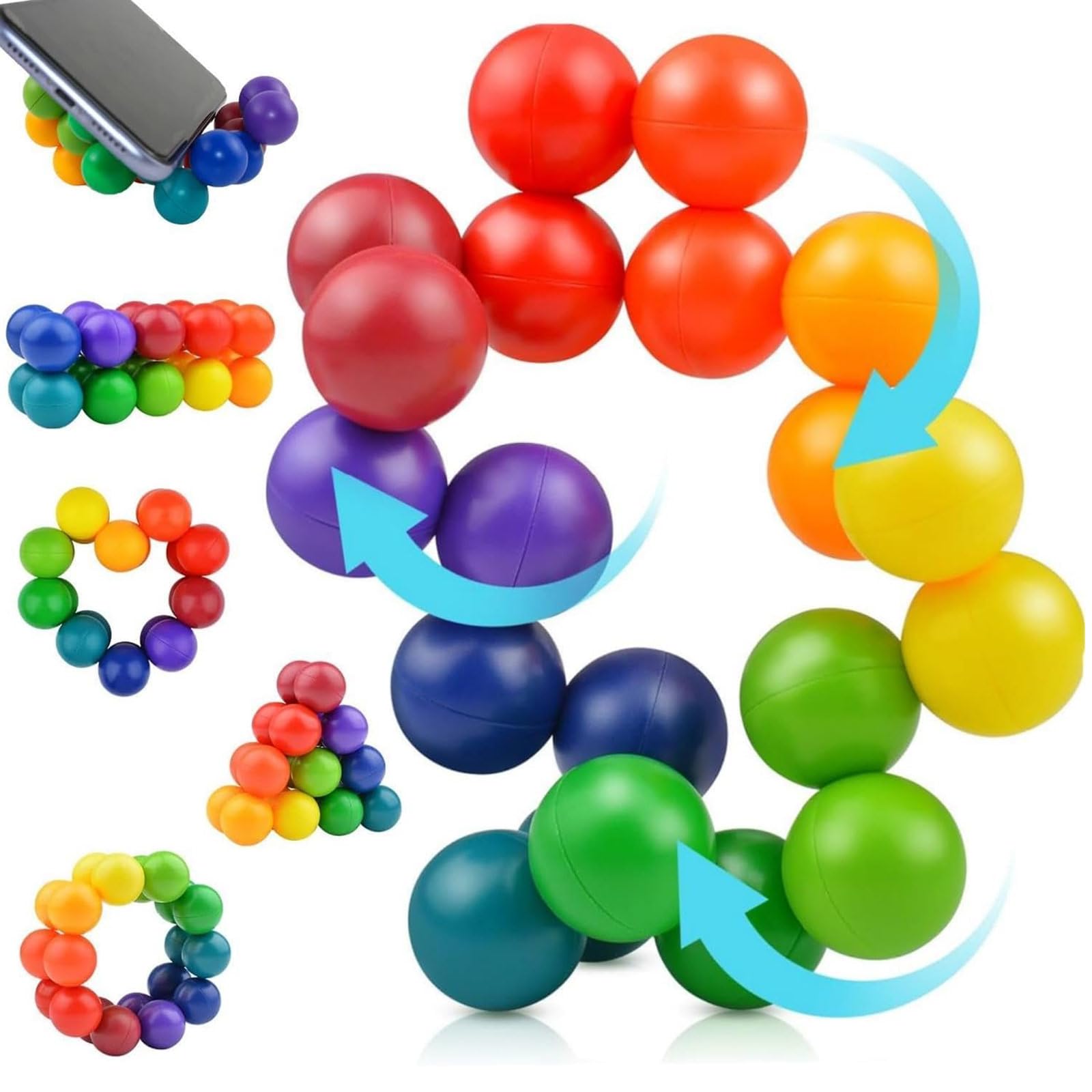 Sensory Fidget Toys for Kids Toddler Girls,Autism Rainbow Fidget Ball Autistic ADHD Quiet Cool Desk Toys,Quiet Fidget Toys,Traveling Toys Stocking Stuffers Gifts for Adult Boy 3-12 Year Old Age
