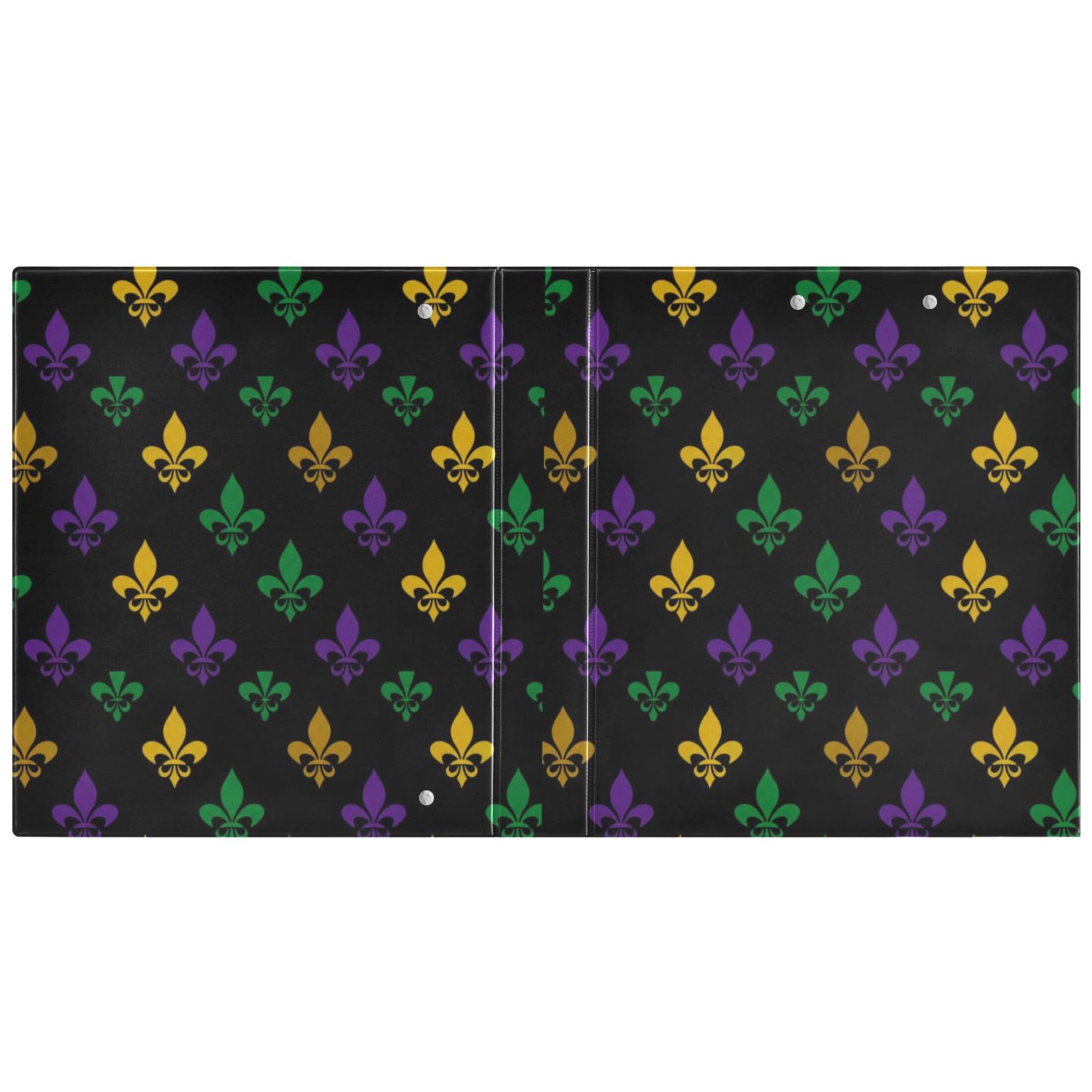 Fleur de Lis Symbols 3-Ringbuch, 3,8 cm, für 200 Blatt, niedliche Notizbuchordner, runder Ringbuch, 31,5 x 27 x 6 cm, 2 Stück