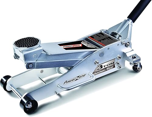 Miniatura 2 de Power Zone 680044 Gato hidráulico de carreras hidráulico de aluminio y acero de 3 toneladas con bomba doble, rango de elevación: 3-7/8" a 18-3/8",