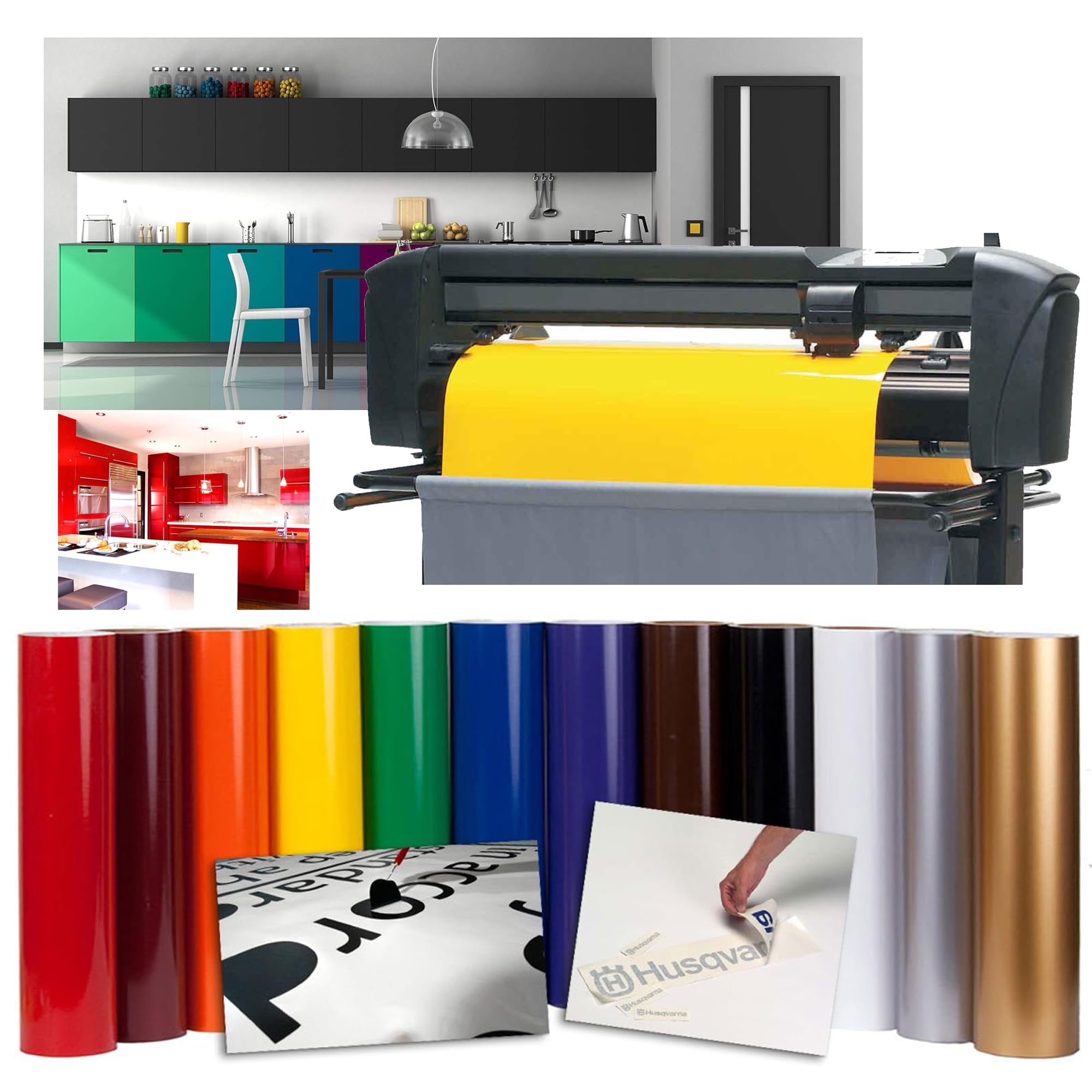 Rotolo Pellicola Adesiva PVC Vinile da Taglio per Plotter Intaglio Rivestimento Mobili Cucina Bagno Casa Crea Adesivi Fai da Te bricolage Vari Colori e Misure (Bianco, 5Mx61cm)