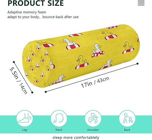 Miniatura 2 de JUNZAN Duck Rubber Swimming Bolster Pillow Headboard Decorative Neck Roll Pillow Case Round Pillows for Neck for Car Neck Support Pillow Cylinder