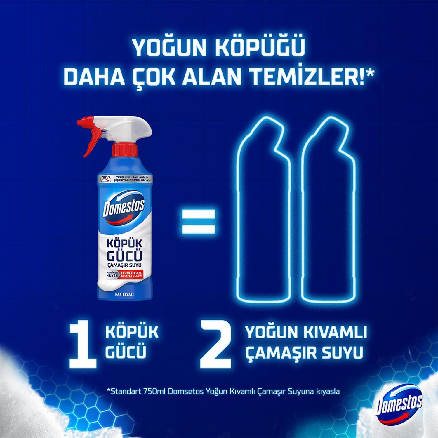 Domestos Köpük Gücü Köpük Çamaşır Suyu Beyaz Sabun 450 ml, Beyaz Sabun Köpük Gücü