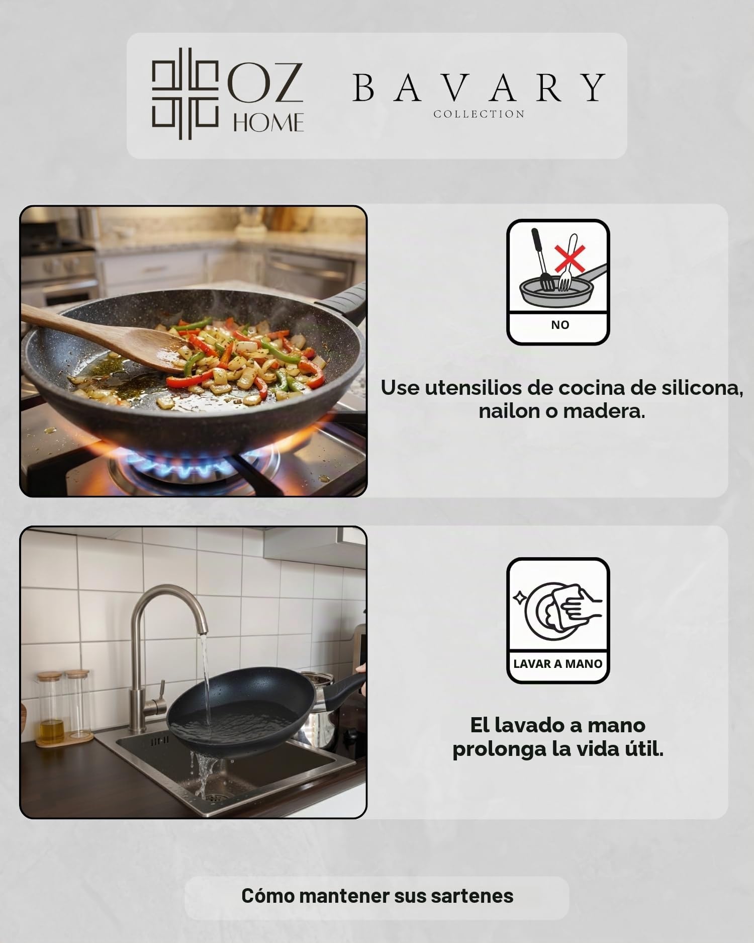 Bavary Juego de sartenes de 3 piezas 20/24/28 cm – Recubrimiento antiadherente de granito – Libre de PFOA y PTFE – Sartén de inducción – Aluminio fundido – Apto para todas las placas de cocción