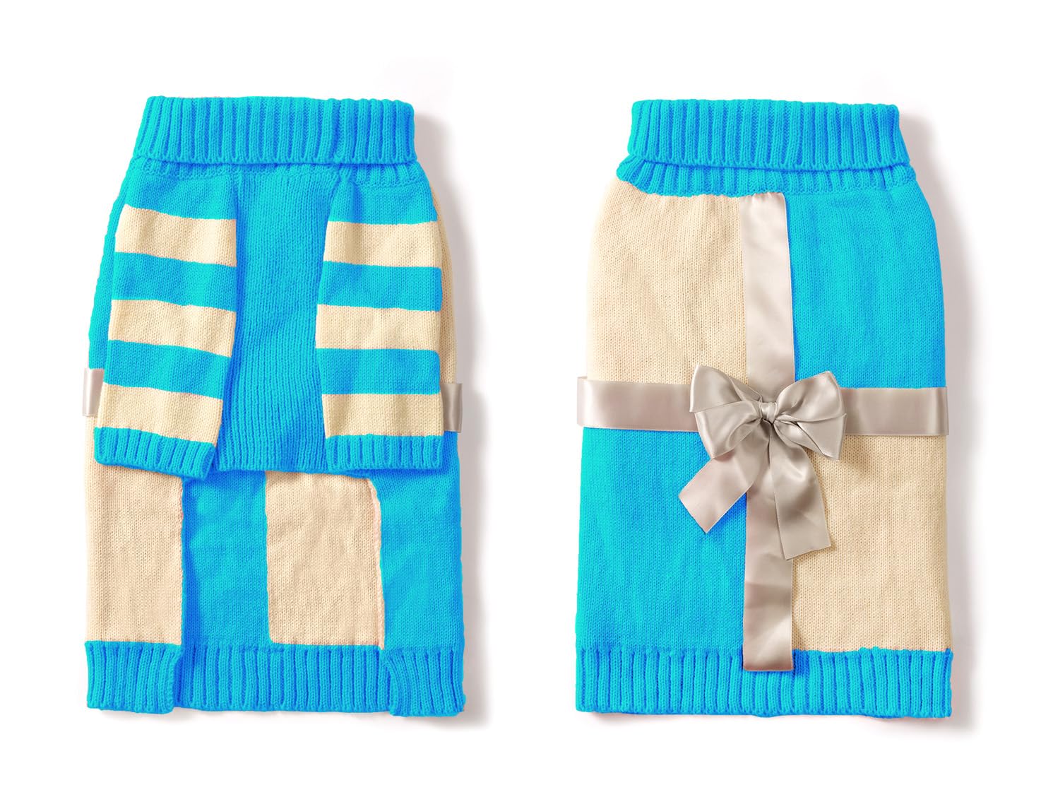 Roseelk Dog Sweater for Small Dogs - Puppy Gifts Cute Clothes in Cold Weather, Turtleneck Pullover Knitwear Design for Female Male Pet, Doggies, Cat, Kitten Weiner Bulldog Chihuahua(S, Green+Beige)