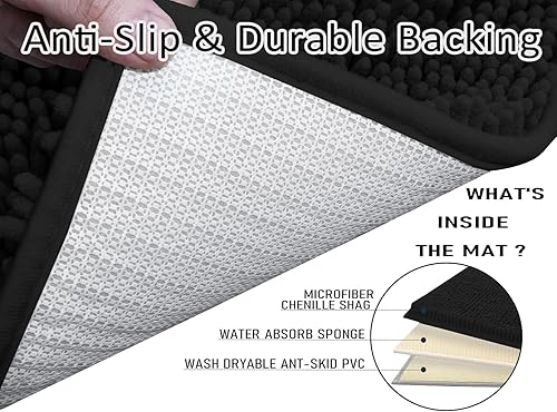 Miniatura 5 de Juego de alfombras de baño de 3 piezas, antideslizantes, alfombras de baño de felpilla gruesa, suaves y absorbentes, juego de tapetes de baño