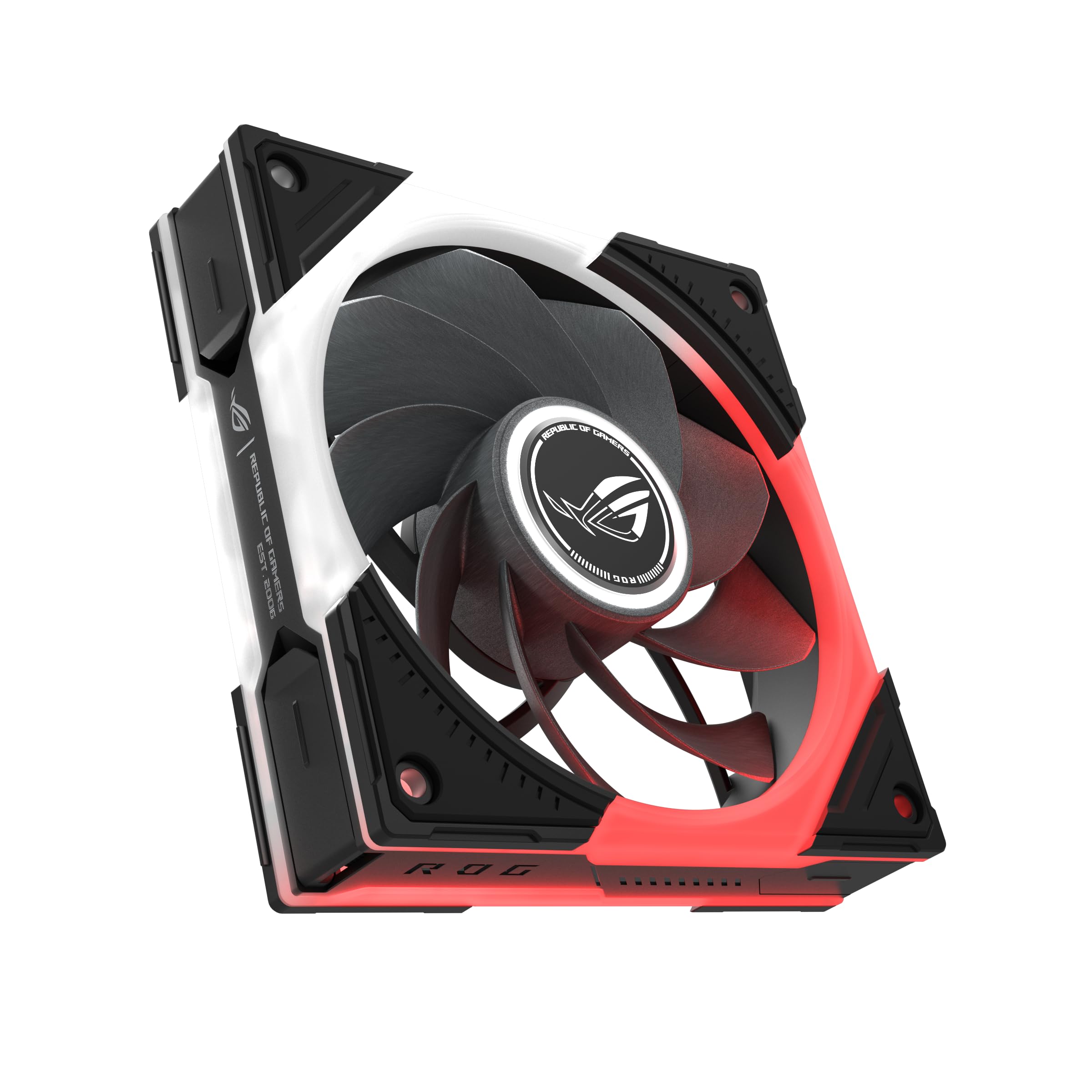 ASUS ROG Eurux GR120 ARGB Reverse PWM Lot de 3 ventilateurs PWM 120 mm PWM, 2200 tr/min, chaîne en marguerite brevetée, éclairage personnalisé, moyeu de ventilateur