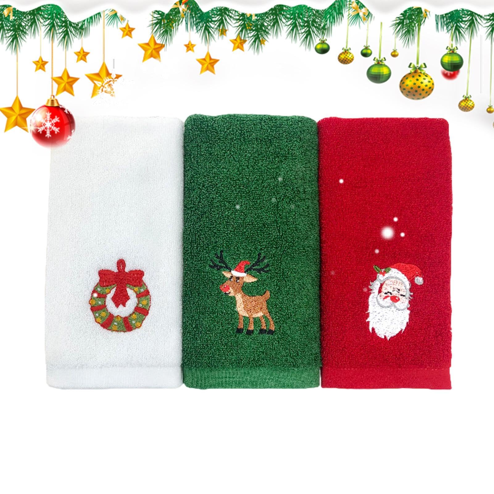 3 piezas toallas de mano de Navidad para baño toalla de baño absorbente linda de vacaciones toalla de mano de Navidad de algodón paños de cocina de Navidad paños de cocina toallas de lavabo 32x45 Cm