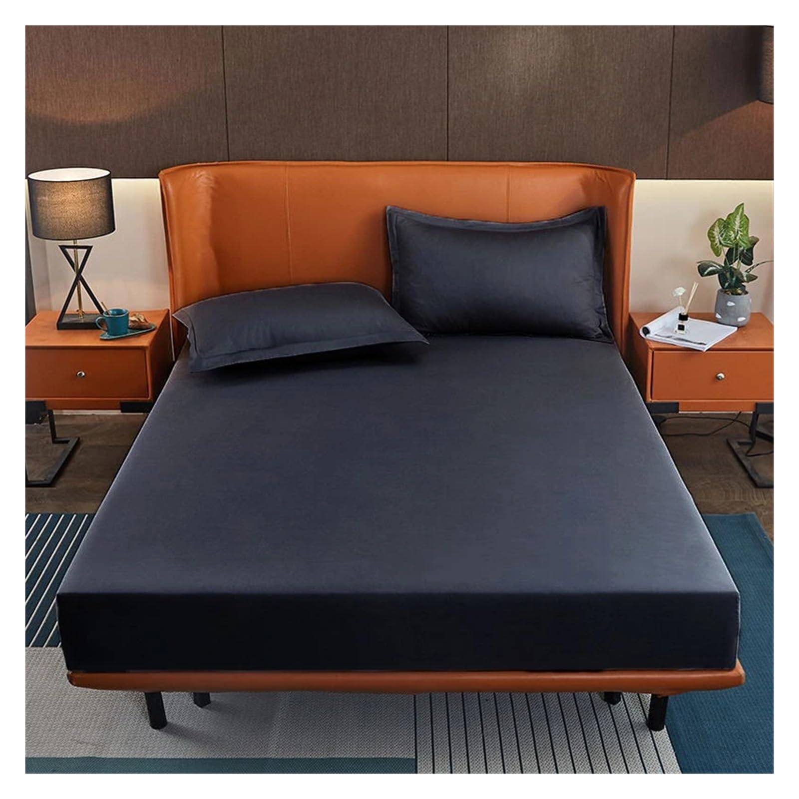 Spannbettlaken Spannbettlaken aus Baumwollstoff, elastischer Matratzenschoner, kuschelige Doppelbettwäsche (150 x 190 cm, Kingsize)