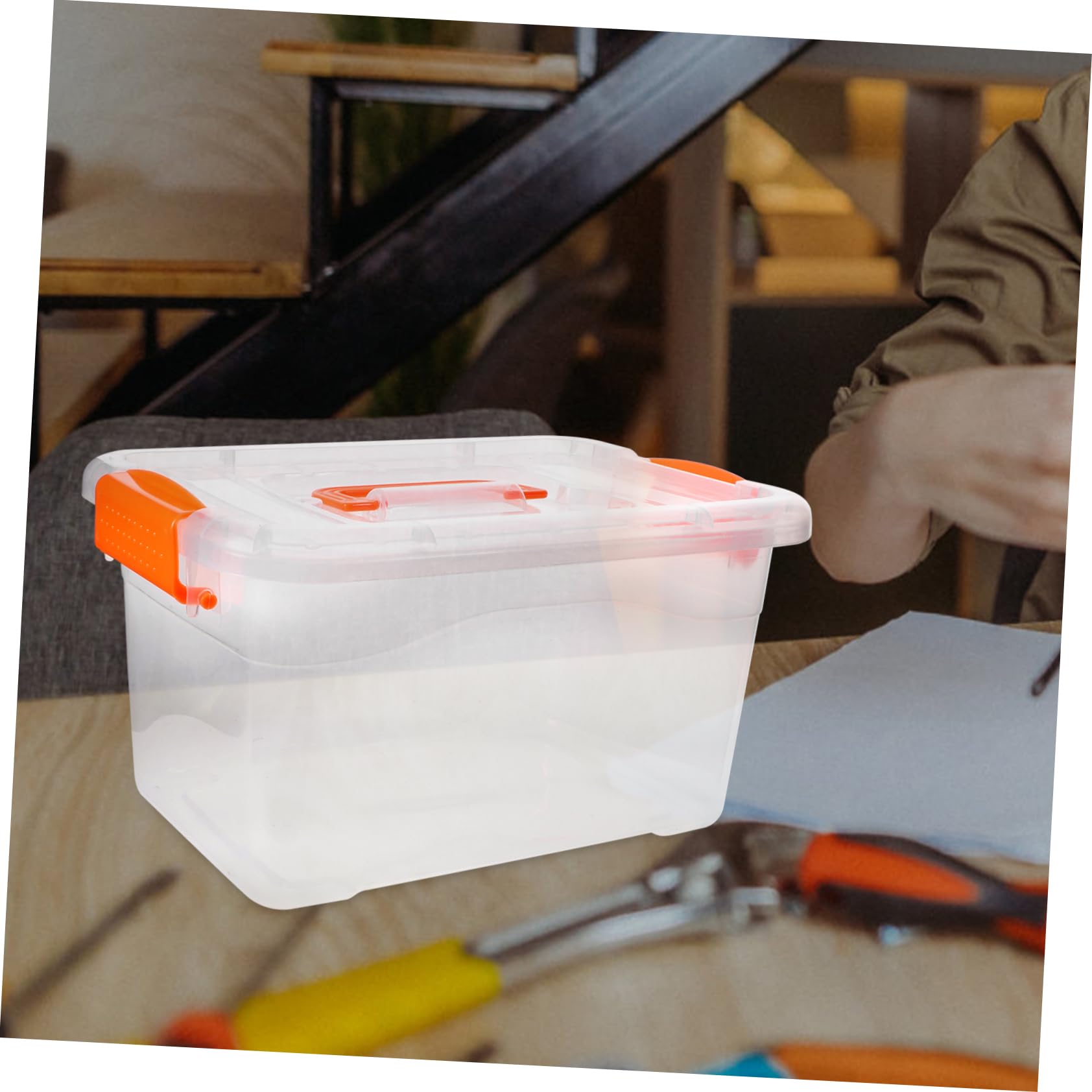 GLEAVI Cajas de Almacenamiento Transparentes 3l, 6 Piezas Grandes Tapa y Asa, Caja Organizadora de Plástico Resistente para Hogar y Cocina, Contenedores Portátiles para Uso Diario