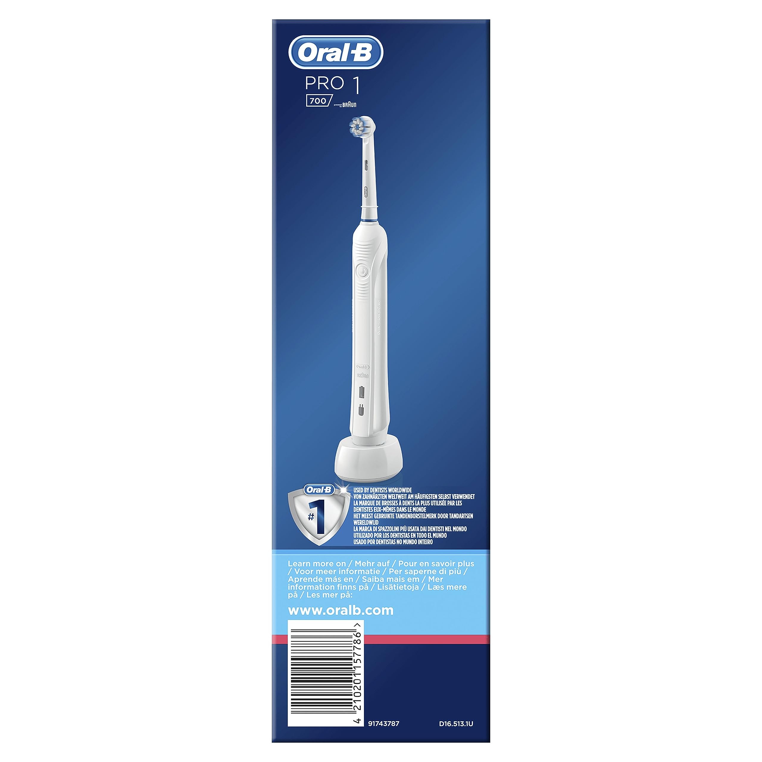 Braun Oral-B PRO 1 700 Brosse À Dents Électrique Rechargeable, 1 Brossette