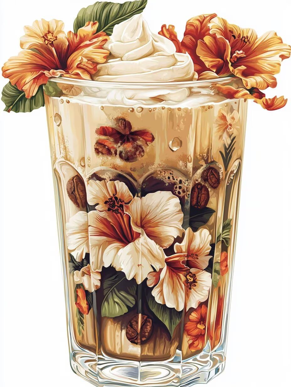 WEISHIWE Caffè e fiori Dipingere con i Numeri per Adulti, 70x90cm a-412 | Paint by Numbers Kit con Pennelli e Acrilico Pigmento, Fai da te Olio La Pittura di Numeri Kit, Decora la Casa, senza Cornice
