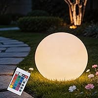 Vista 8 de Luz de bola de 8 pulgadas, luz de globo brillante al aire libre con control remoto, luz nocturna LED de bola de observación solar, 16 modos