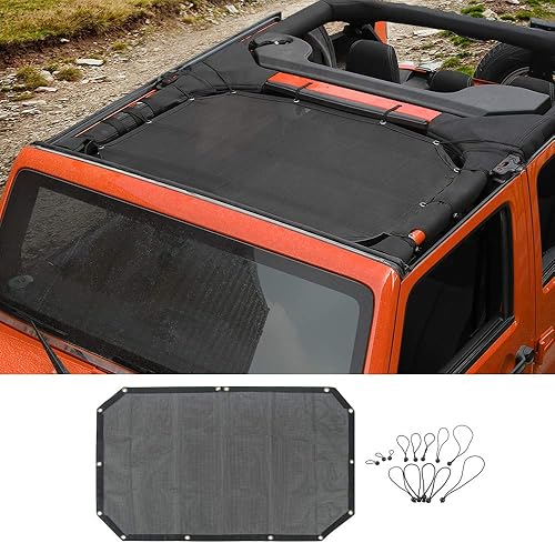 Miniatura 7 de Voodonala Para Jeep JK - Parte superior de bikini de malla para parasol para Jeep Wrangler JK JKU 2 puertas y 4 puertas bandera negra