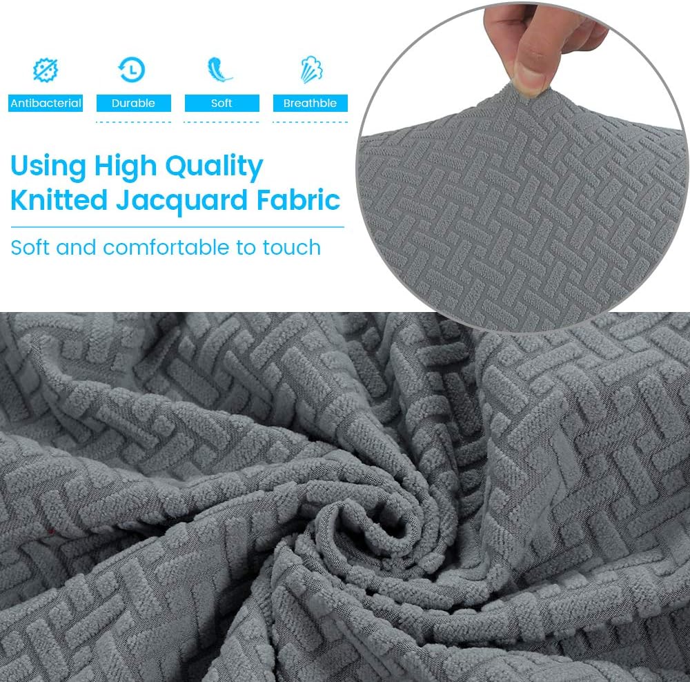 MIFXIN Wingback Chair Slipcovers 2-Piece Stretch Jacquard Fabric Wing Chair Cover with Cushion Cover Armchair Sofa Furniture Protector with Elastic Bottom for Living Room Bedroom (Sliver Grey)