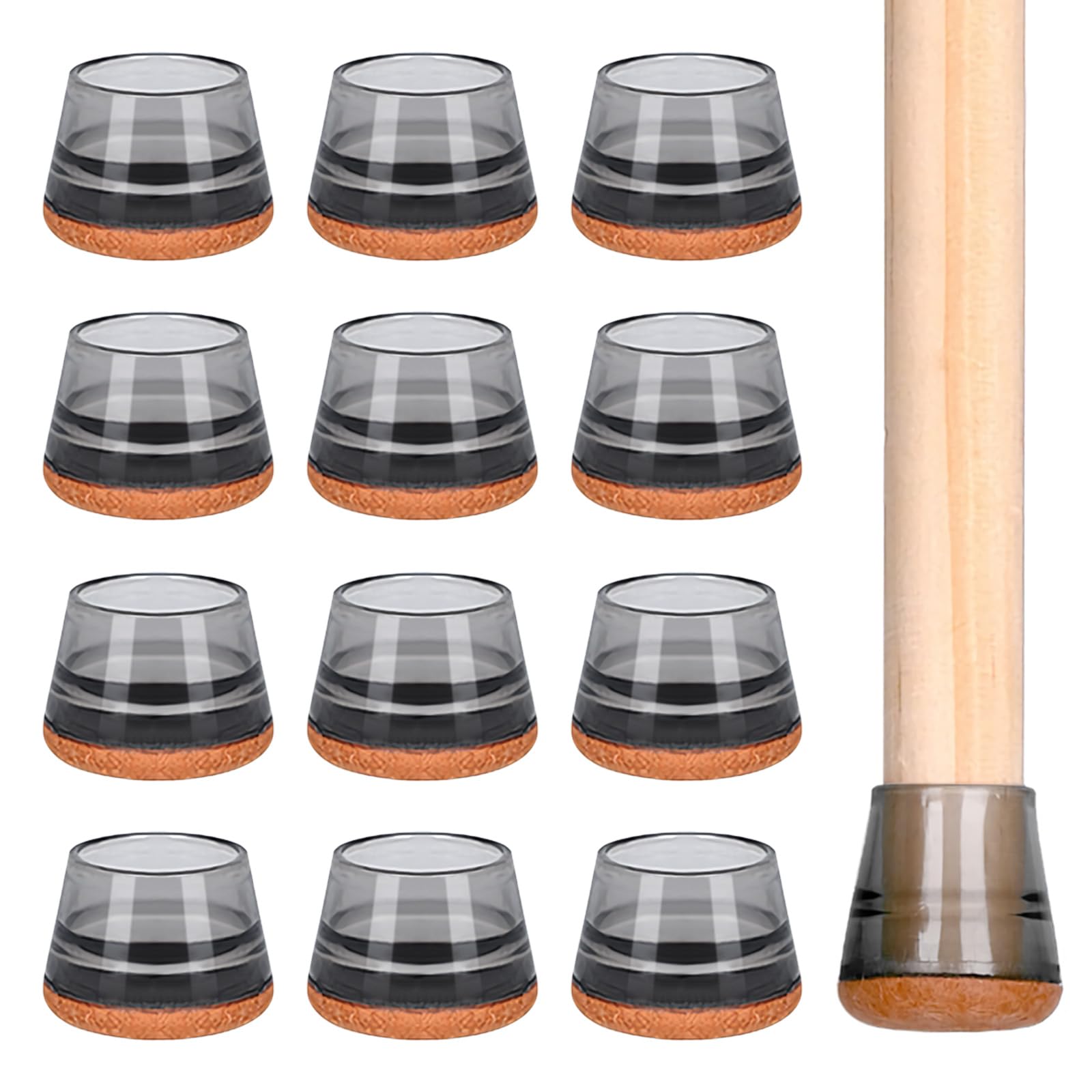 24er Pack Silicone Chair Leg Floor Protectors,Felt Furniture Pads for Hardwood Floors,Rubber Chair Leg Protector for Hardwood Floors,Chair Leg Covers Leg Caps for Wooden Floors (Round Black, OD:32mm)