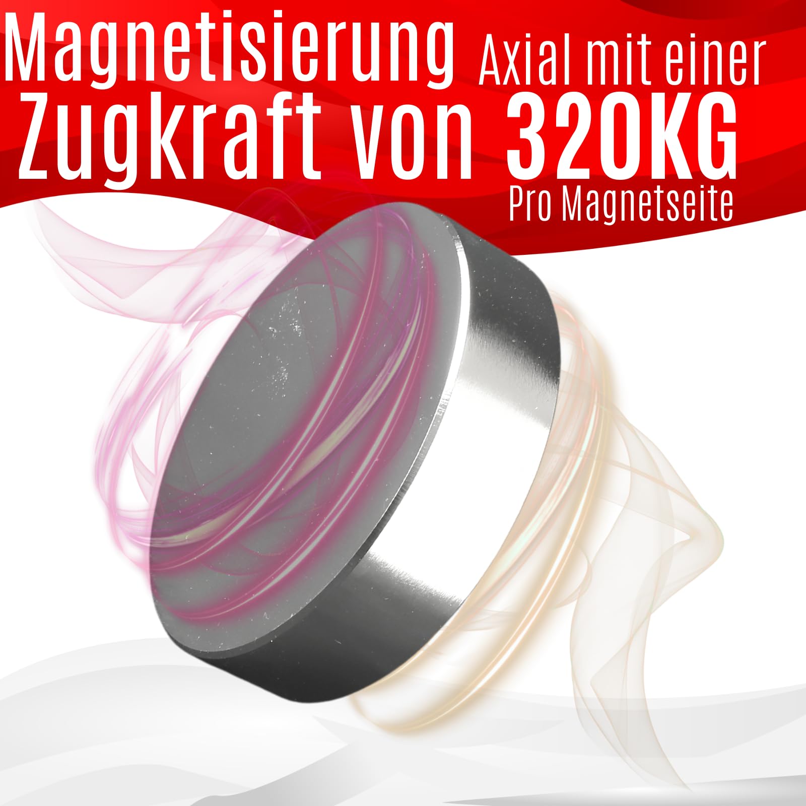 Magnes neodymowy N52 tarcza – 320 kg, super mocna tarcza magnetyczna, średnica 80 mm, 80 x 20 mm, okrągłe magnesy neodymowe, bardzo mocne, okrągłe, płaskie
