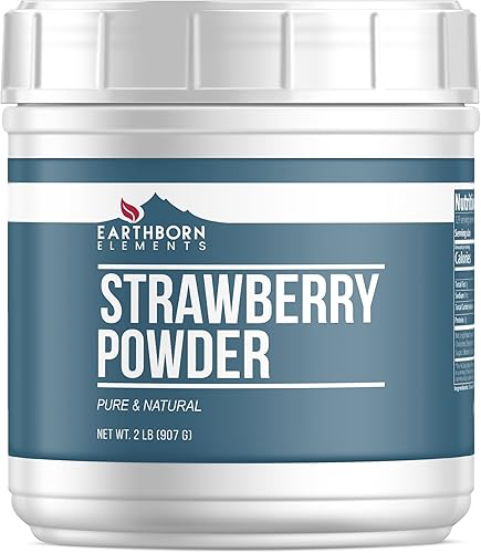 Earthborn Elements Polvo de fresa de 2 libras, puro y natural, batidos y batidos