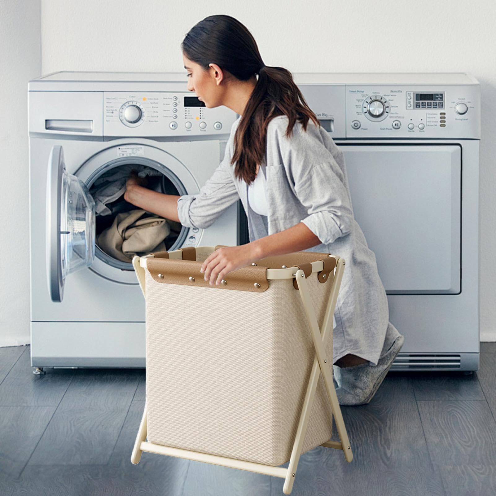Cesta de lavandería para dormitorio, cesta de almacenamiento de ropa
