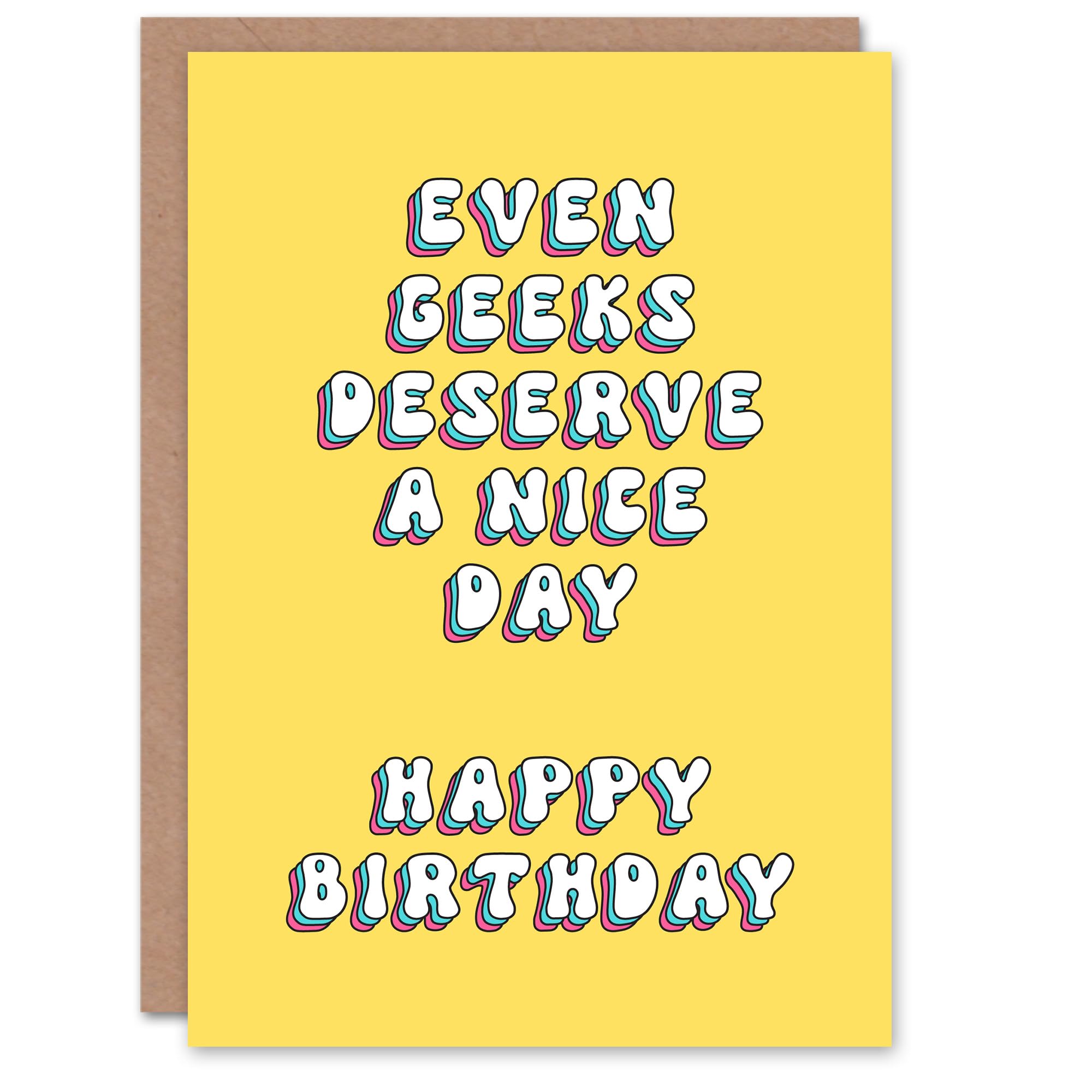 Artery8 Women's Greeting Card - Retro Birthday - Yellow