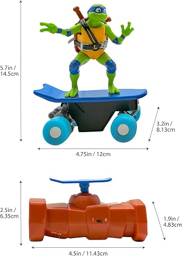 Miniatura 7 de Teenage Mutant Ninja Turtles Leonardo Half Pipe RC Vehicle Movie Edition Edades 5+ - Skate + Realiza trucos - Controlador RC de 2.4 GHz