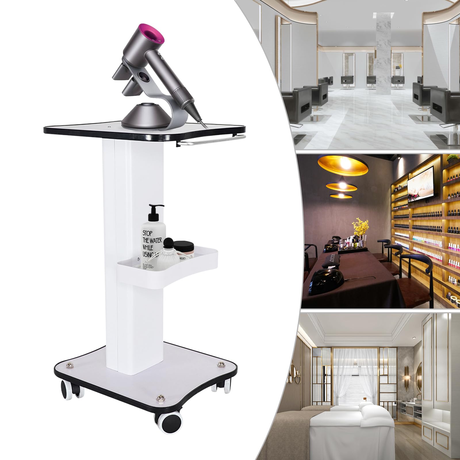 Carrello per salone di bellezza,Carrello per salone di bellezza portatile,con maniglie per il salone di immagazzinaggio,Portatile Ripiani di immagazzinaggio,Applicabile a Salone di Bellezza, Ospedale,