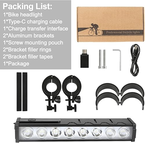 Miniatura 8 de 4800 Lumen Bike Lights, USB-C Rechargeable Bicycle Light, Super Bright Bike Lights for Night Riding, IP65 Waterproof Bicycle Headlight, for
