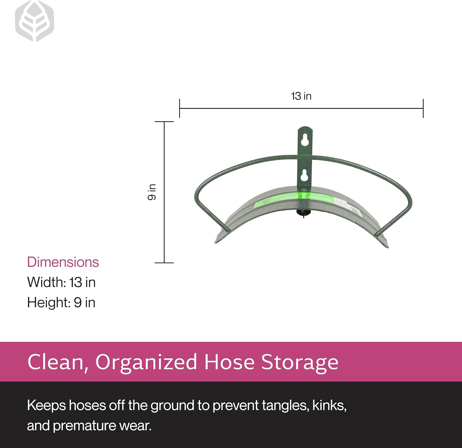 Yard Butler Deluxe Heavy Duty Wall Mount Hose Hanger Easily Holds 100’ Of 5/8’ Hose Solid Steel Extra Bracing And Patented Design In DECORATIVE DESIGNS IHCWM-1 Textured Forest Green