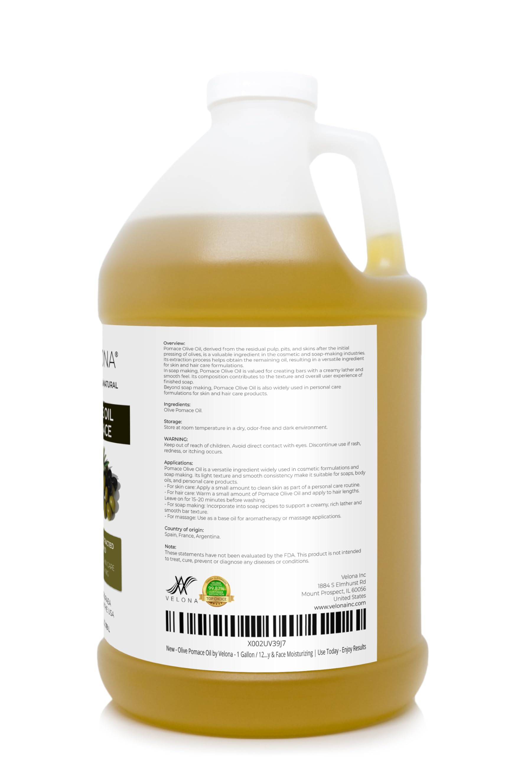Amazon.com : velona Olive Pomace Oil 1 Gallon / 128 Fl Oz | 100