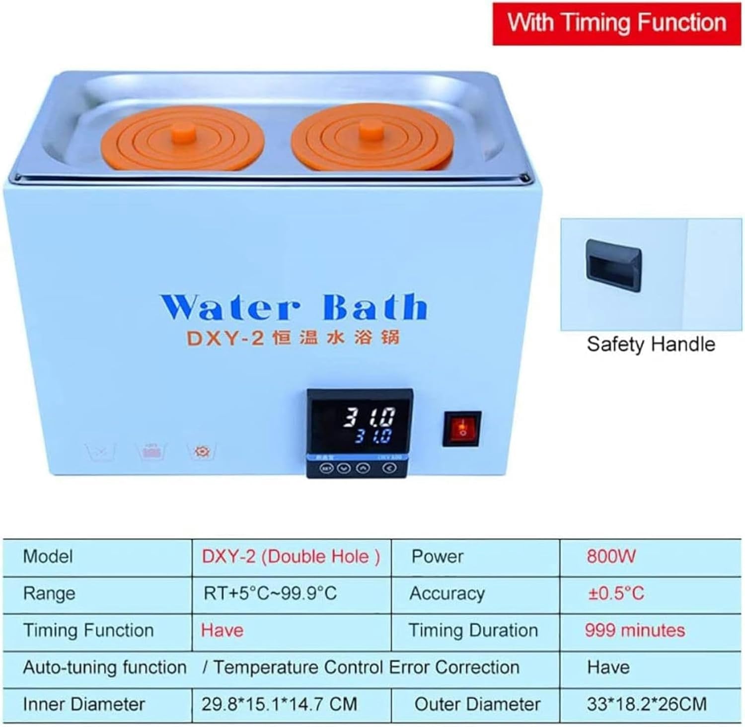 FLTRGO Digital Thermostatic Water Bath, 2Hole/4Hole/6Holes High-Precision Temperature Control Porous Lab Water Bath, 300W~ 1500W, RT 5 to 99.9°C, Timing & Anti-Dry Burning Function