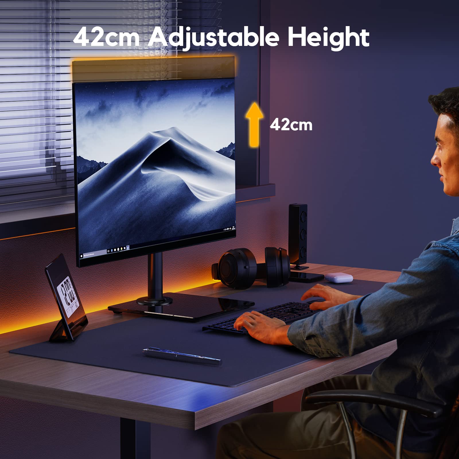 ErGear Single Monitor Stand Freestanding 1332 Inch Monitor Arm Curved